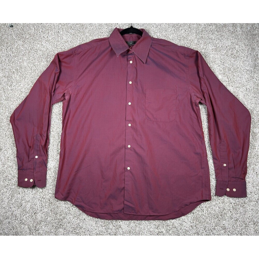 Crazy Horse Claiborne Dress Shirt 16.5 36-37 Burgundy Wrinkle Free